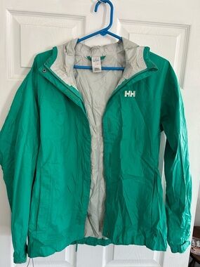 Helly Hansen Teal Green Rain Jacket sz L